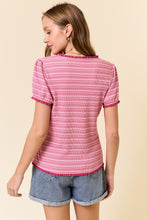 Dainty Striped V-Neck Top in Pink (REG)
