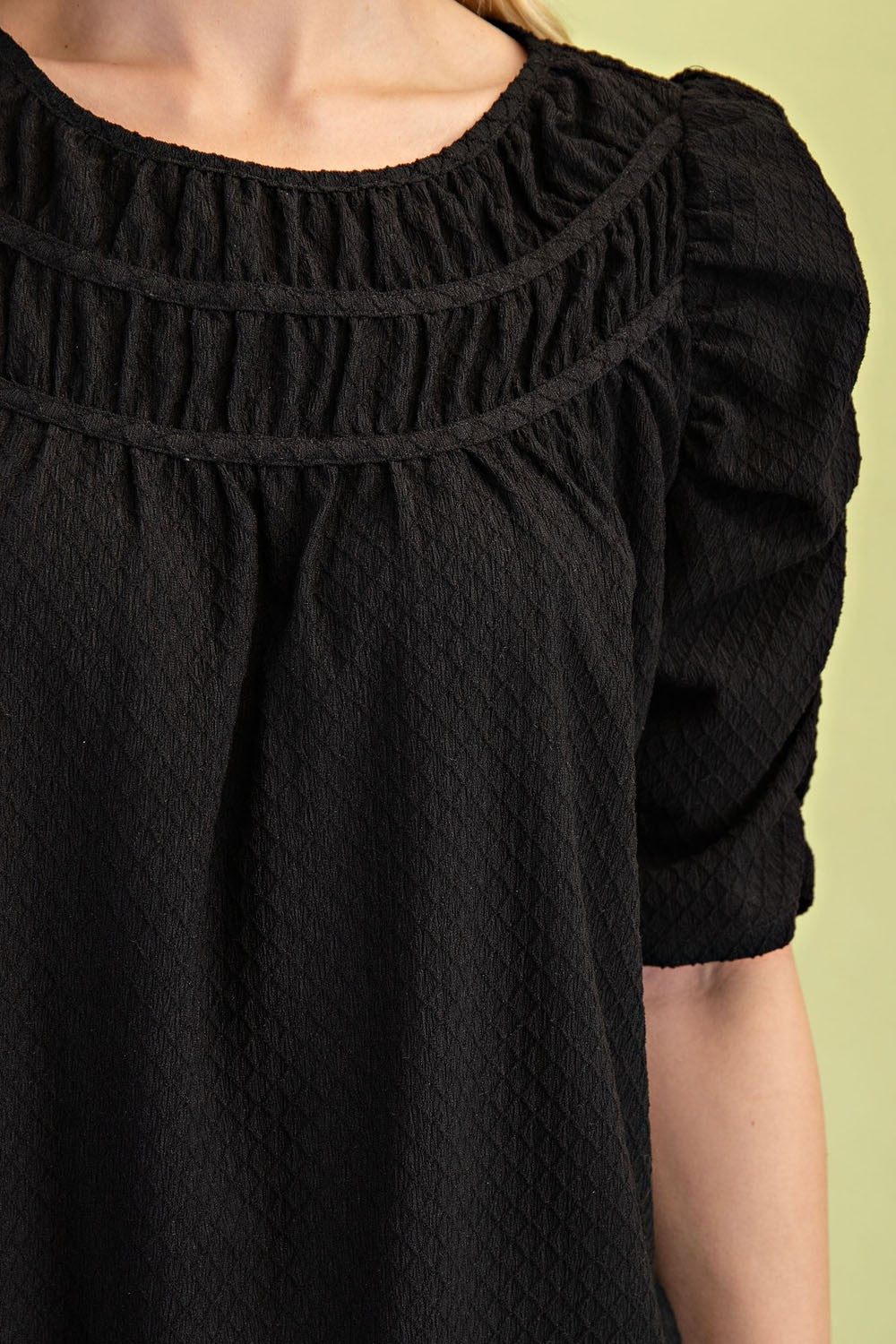 Addley Textured Blouse Top in Black (REG)