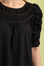 Addley Textured Blouse Top in Black (REG)