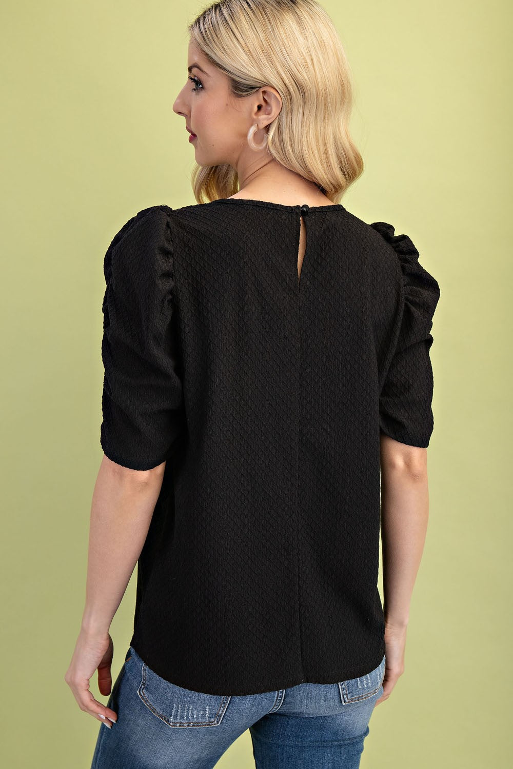 Addley Textured Blouse Top in Black (REG)