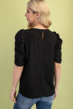 Addley Textured Blouse Top in Black (REG)