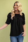 Addley Textured Blouse Top in Black (REG)