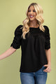 Addley Textured Blouse Top in Black (REG)