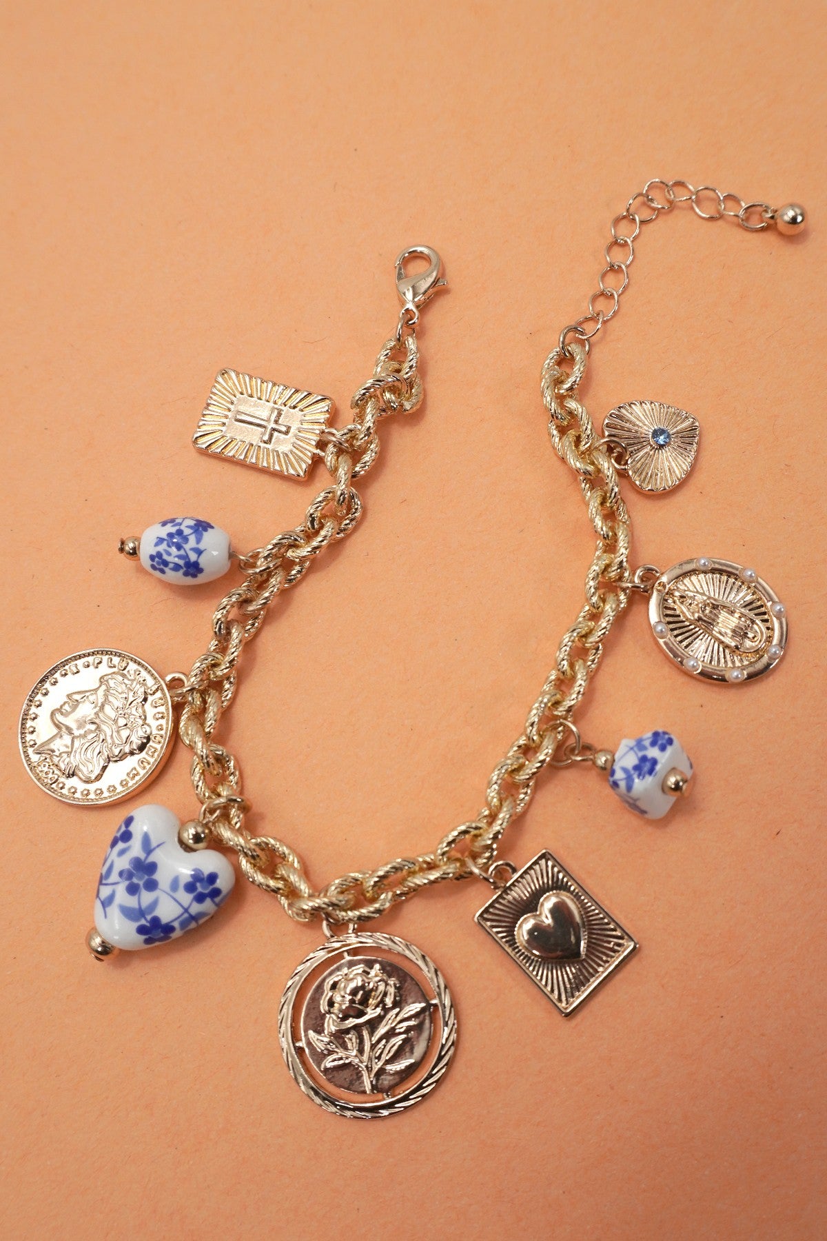 Porcelain Coin Charm Bracelet
