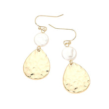 Hammered Pearl Teardrop Earrings