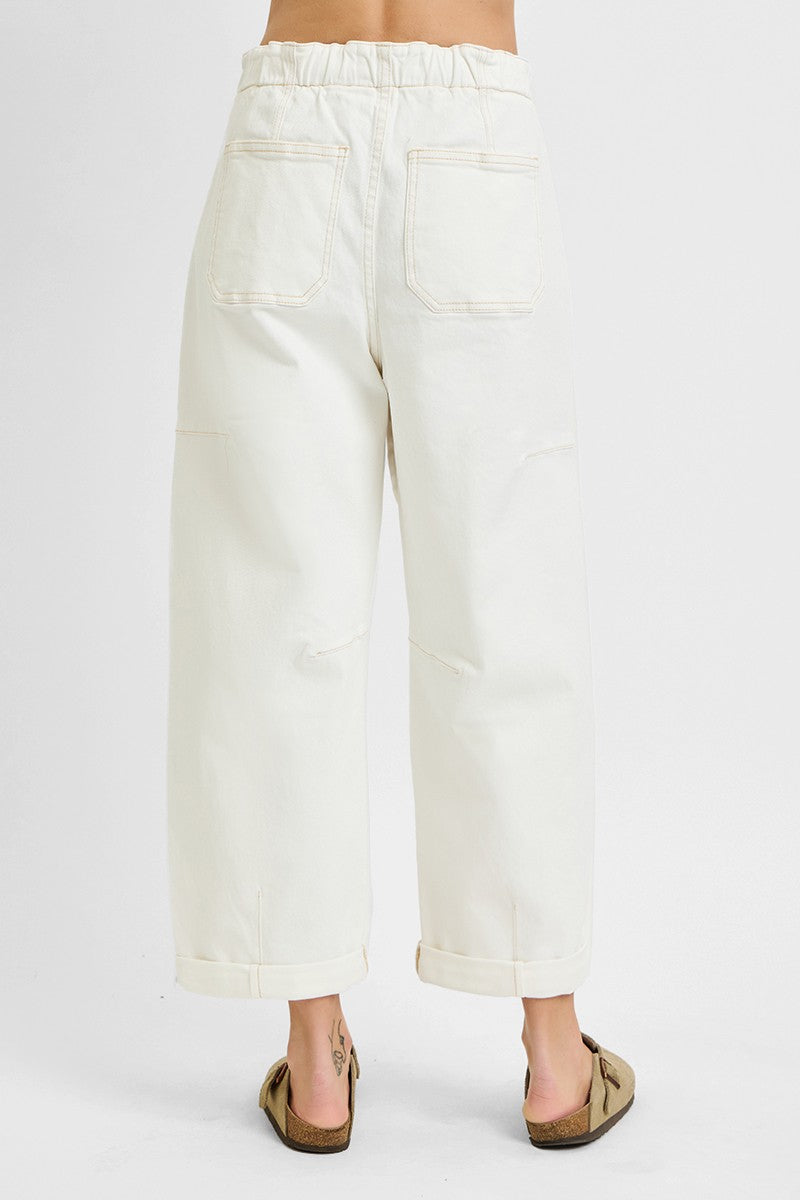 Risen Cream Cargo Barrel Jeans (REG)