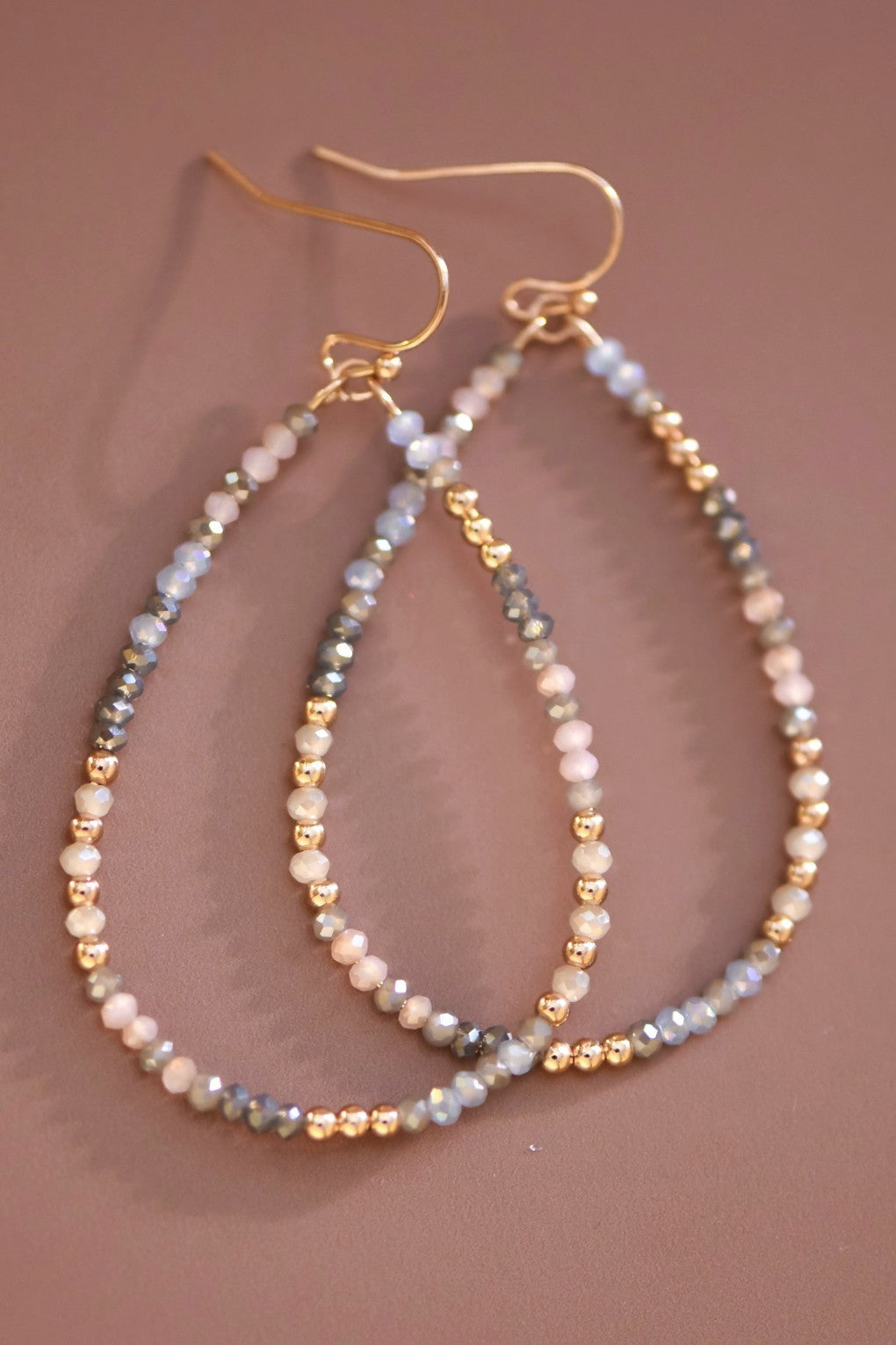 Beaded Teardrop Wire Earrings