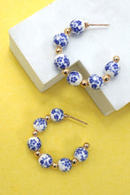 Porcelain Bead Hoop Earrings