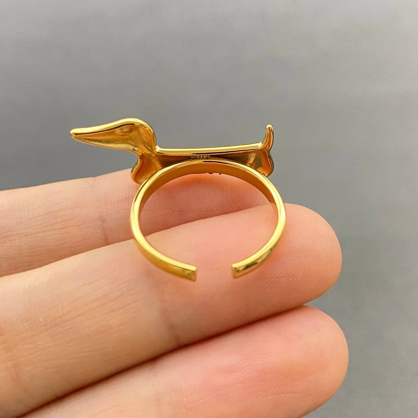 18K Gold Plated Dachshund Dog Ring