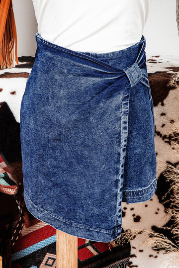 Asymmetrical Denim Wrap Skort (REG)