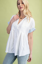 Pleated Button Down Top in Off White (REG)