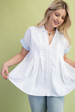 Pleated Button Down Top in Off White (REG)