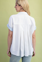 Pleated Button Down Top in Off White (REG)