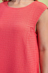 Textured Midi Dress in Coral (REG)