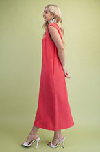 Textured Midi Dress in Coral (REG)