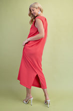 Textured Midi Dress in Coral (REG)