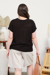 Crochet Knit Pullover Top in Black (PLUS)