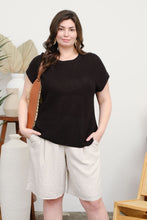 Crochet Knit Pullover Top in Black (PLUS)