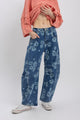 Flower Printed Barrel Jeans (REG)