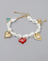 Freshwater Pearl Heart Charm Bracelet