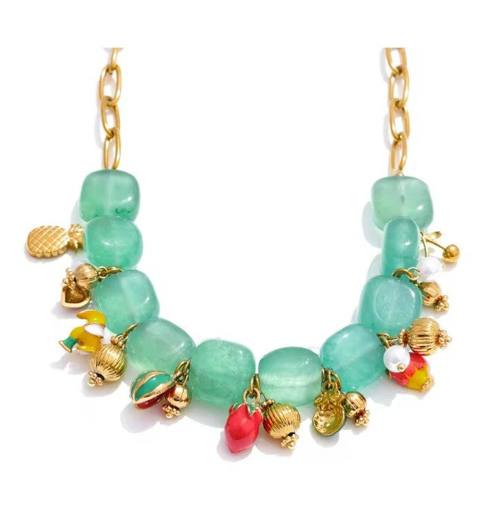 Natural Stone Charm Necklace