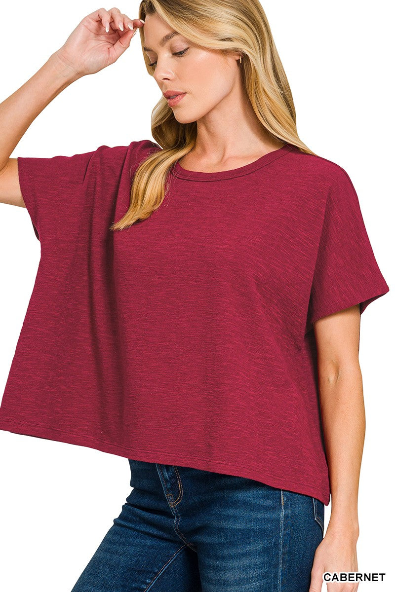 Oversized Slub Top in Cabernet (REG/PLUS)