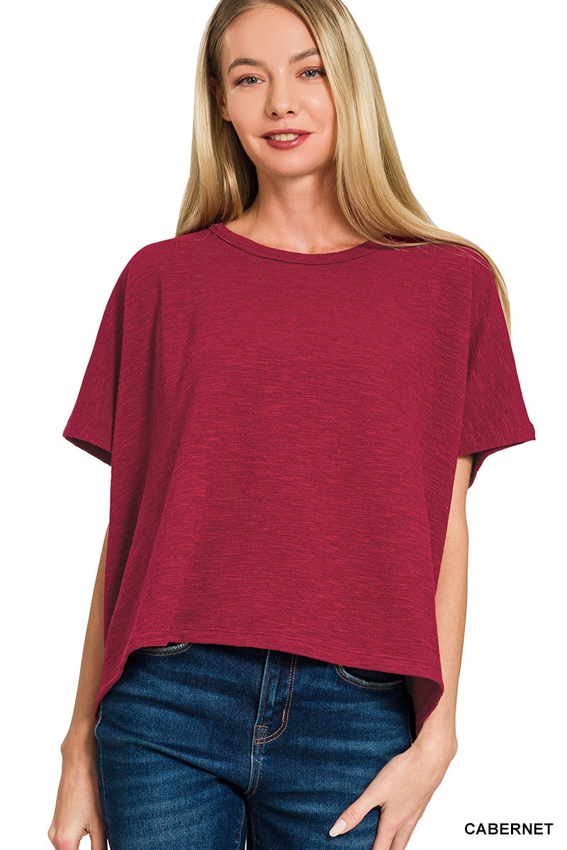 Oversized Slub Top in Cabernet (REG/PLUS)