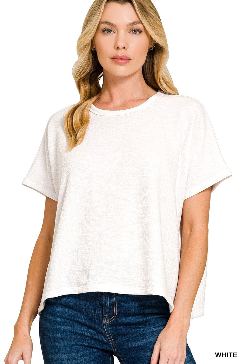 Oversized Slub Top in White (REG/PLUS)