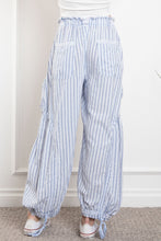 Striped Cargo Drawstring Pants in Denim (REG)