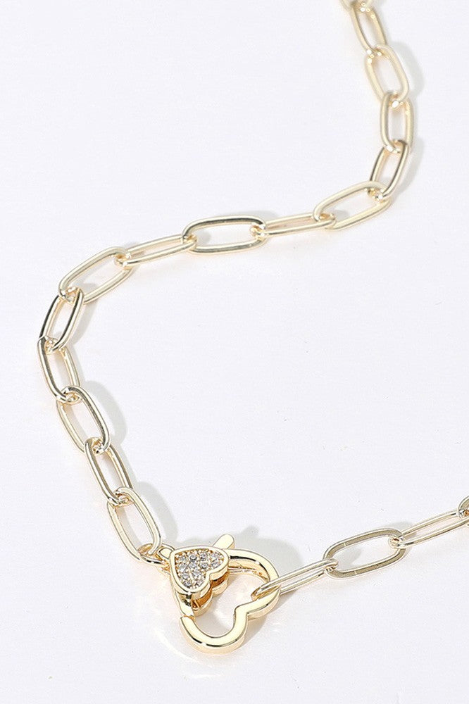 14k Heart Clasp Chain Necklace