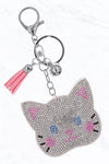 Glittering Cat Head Keychain