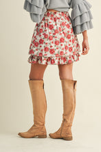 Ruffle Hem Floral Mini Skirt in Rose (REG)