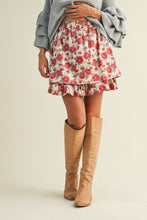 Ruffle Hem Floral Mini Skirt in Rose (REG)