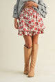 Ruffle Hem Floral Mini Skirt in Rose (REG)