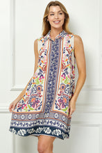 Placement Print Shirt Dress in Navy (REG)