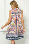 Placement Print Shirt Dress in Navy (REG)