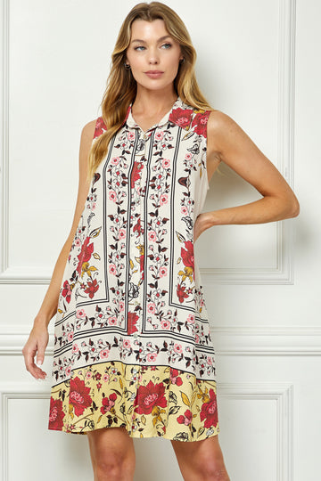 Placement Print Shirt Dress in Yellow (REG)