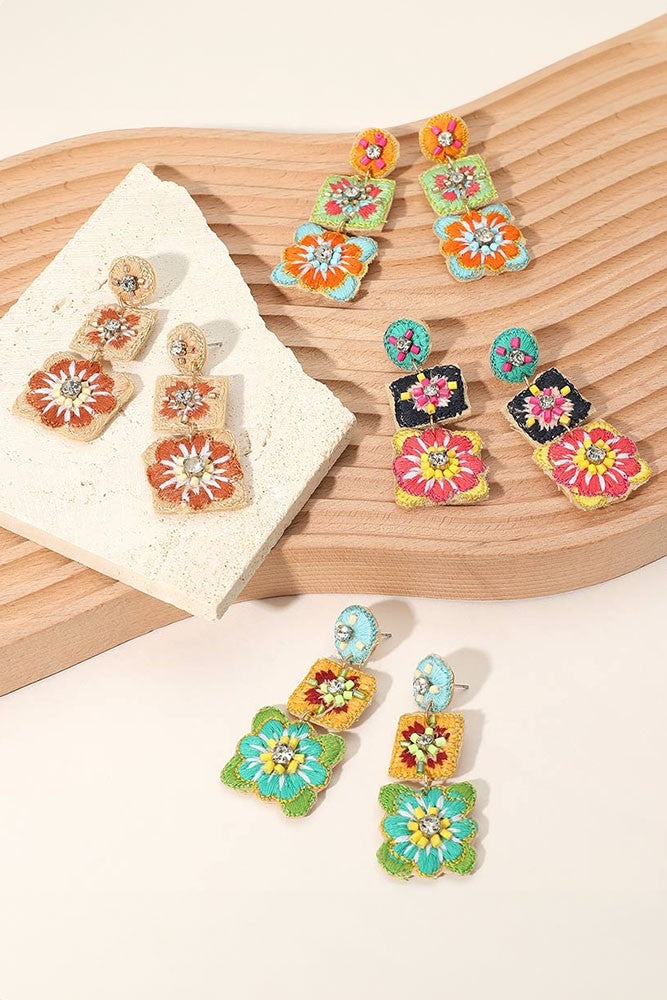Boho Embroidered Earrings