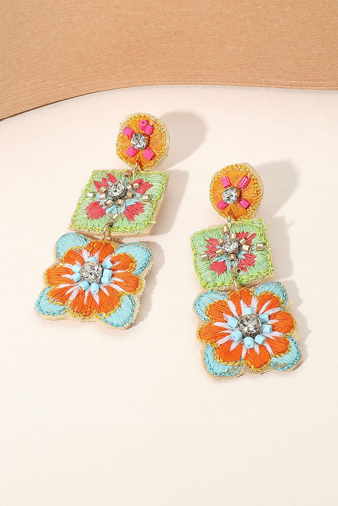 Boho Embroidered Earrings