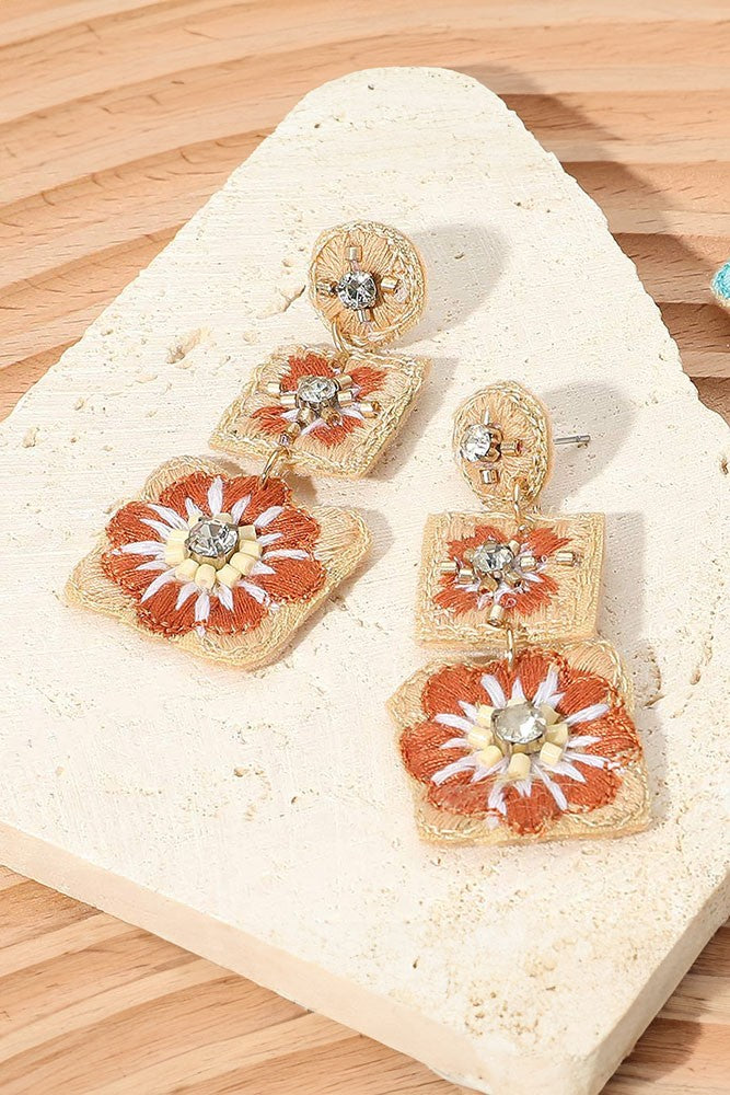 Boho Embroidered Earrings