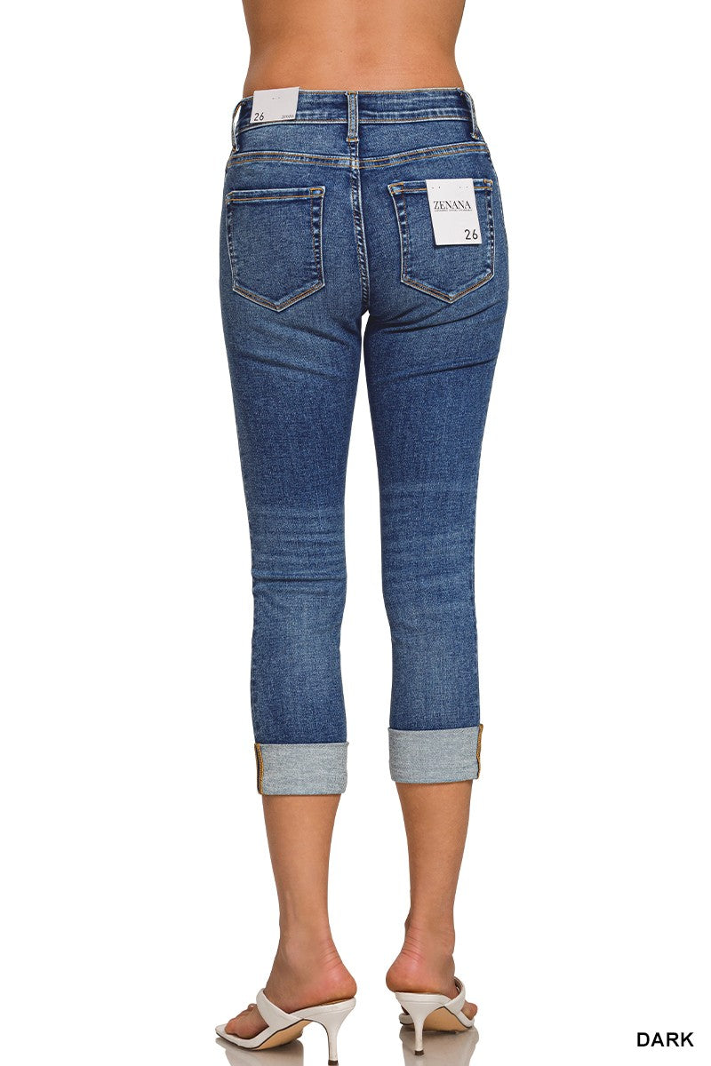Zenana Cuffed Skinny Crop Jeans DTP-1991 (REG)