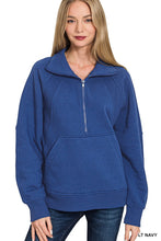 Half Zip Fleece Pullover Top in Lt Navy (REG)