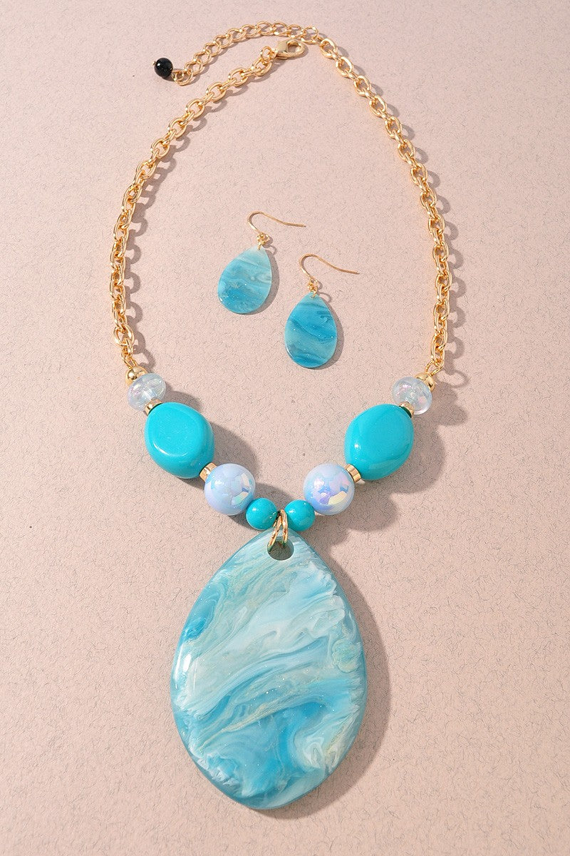 Marble Teardrop Necklace