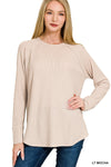 Mini Waffle Long Sleeve Top in Lt Mocha (REG)