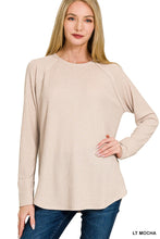 Mini Waffle Long Sleeve Top in Lt Mocha (REG)