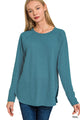 Classic Waffle Knit Top in Teal (REG/PLUS)