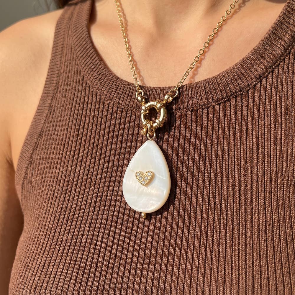 Shell Teardrop Heart Necklace