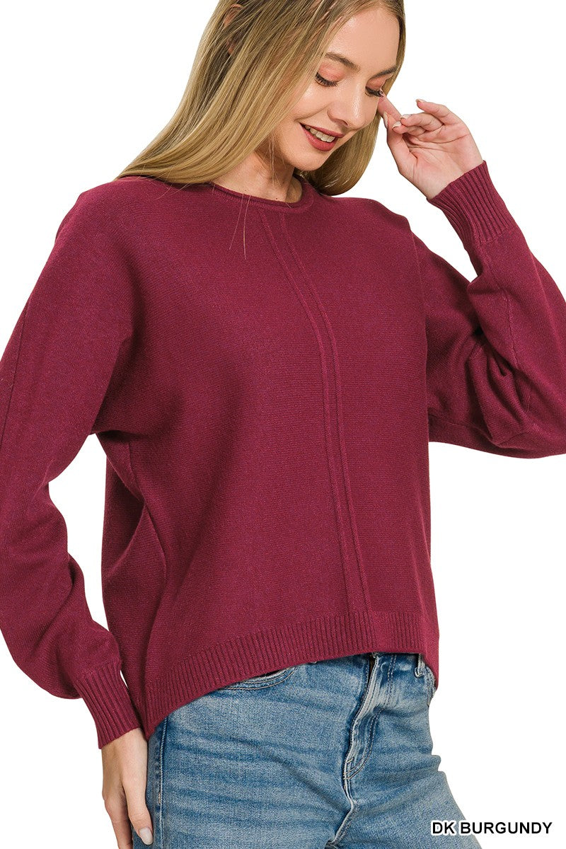 Front Seam Sweater in Burgundy (REG)