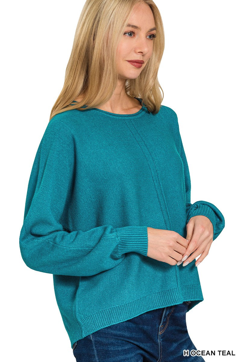 Front Seam Sweater in Ocean Teal (REG/PLUS)