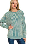 Two Tone Ribbed Sweater in Teal (REG)